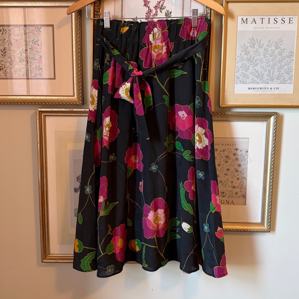 SÉZANE Elie Silk Skirt With Printed Flowers from Japan 38/6 - Picture 5 of 10